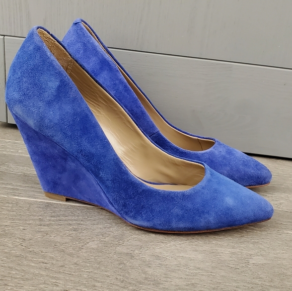 Pour La Victoire Blue Wedge Heels - Picture 3 of 8